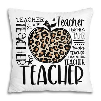 Back To School Teacher Life Apple Leopard Teacher Women Gift Pillow - Thegiftio UK