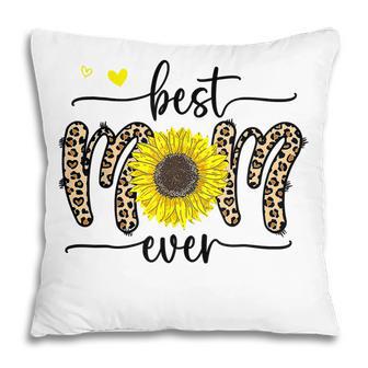 Best Mom Ever Cute Leopard Sunflower Heart Love Mothers Day Pillow - Thegiftio UK