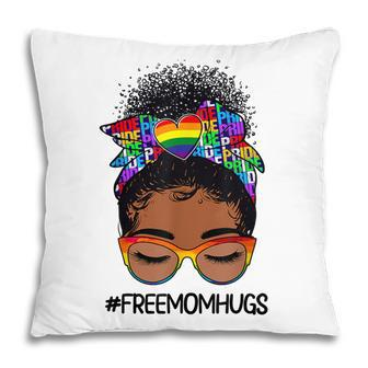 Black Women Free Mom Hugs Messy Bun Lgbtq Lgbt Pride Month Pillow - Thegiftio UK