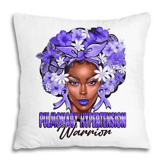 Black Women Periwinkle Ribbon Pulmonary Hypertension Warrior Pillow - Thegiftio UK