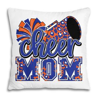 Cheer Mom Blue Orange Leopard Cheer Poms & Megaphone Pillow - Thegiftio UK