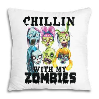 Chillin With My Zombies Halloween Boys Kids Funny Pillow - Thegiftio UK