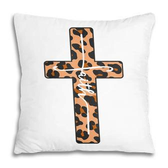 Christian Faith & Cross Leopard Cheetah Ombre Print Jesus Pillow - Thegiftio UK