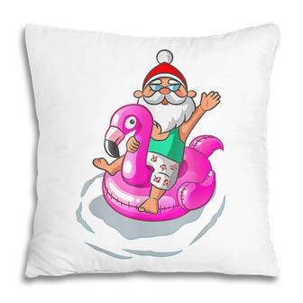 Christmas In July Santa Hawaiian Flamingo Summer Pillow - Thegiftio UK