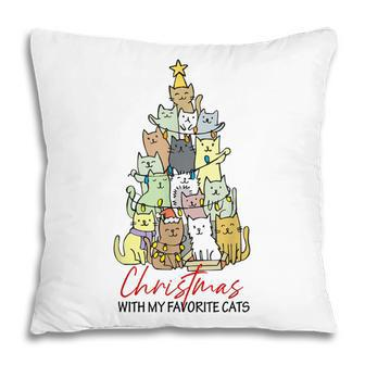 Christmas With My Favorite Cats Funny Lover Cats Gifts Xmas Pillow - Thegiftio UK
