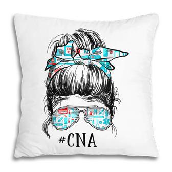 Cna Nurse Messy Bun Hair Certified Nursing Assistant Funny Pillow - Thegiftio UK