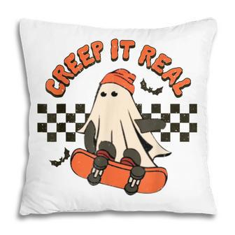 Creep It Real Ghost Boy Vintage Retro Halloween Fall Season Pillow - Thegiftio UK
