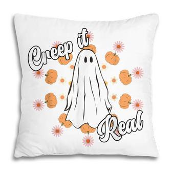 Creep It Real Vintage Ghost Pumkin Retro Groovy Pillow - Thegiftio UK