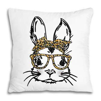 Cute Bunny Face Leopard Print Glasses Easter Women Boy Pillow - Thegiftio UK