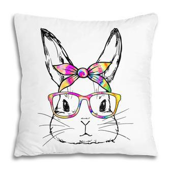 Cute Bunny Face Tie Dye Glasses Easter Day Girls Women Ns Pillow - Thegiftio UK