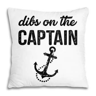 Dibs On The Captain Retro Anchor Funny Captain Wife Pillow - Thegiftio UK