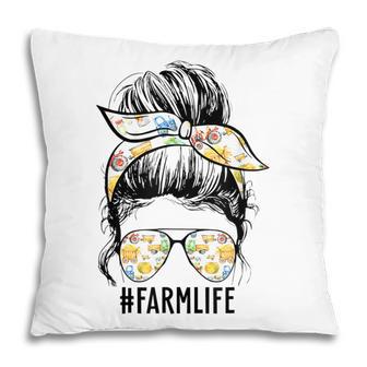 Farm Life Messy Bun Farm Wife Funny Farm Mom Mothers Day Pillow - Thegiftio UK