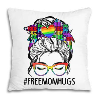 Free Mom Hugs Messy Bun Lgbt Pride Rainbow V4 Pillow - Thegiftio UK