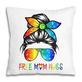 Free Mom Hugs Messy Bun Rainbow Lgbt Pride Month Pillow - Thegiftio UK