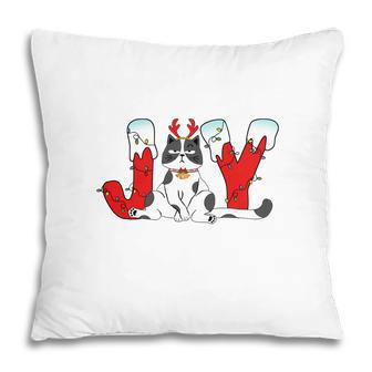 Funny Christmas Joy Cat Xmas Gift For Cat Lovers Pillow | Seseable CA