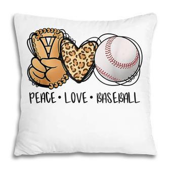 Funny Peace Love Baseball Mom Leopard Print Cheetah Pattern Pillow - Thegiftio UK