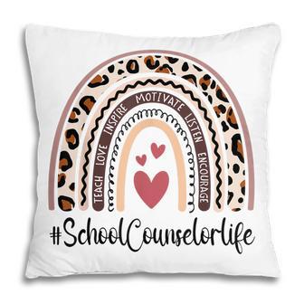 Funny School Counselor Rainbow Leopard Back To School Gift Pillow - Thegiftio UK