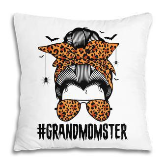 Grandmomster Messy Bun Leopard Glasses Halloween Grandma Pillow - Thegiftio UK