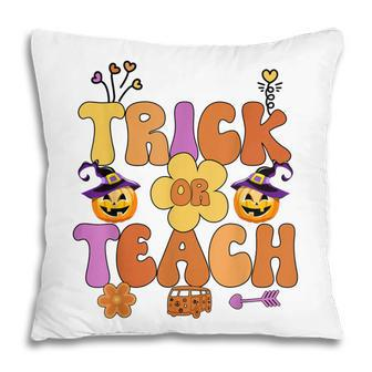 Groovy Halloween Trick Or Teach Retro Floral Ghost Teacher V33 Pillow - Thegiftio UK