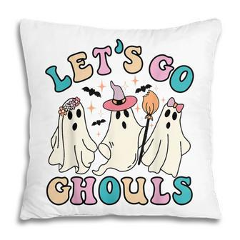 Groovy Lets Go Ghouls Cowboy Halloween Spooky Season Women Pillow - Thegiftio UK