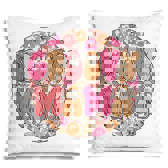 Groovy Mama Hippie Retro Daisy Flower Smile Face V2 Pillow - Thegiftio