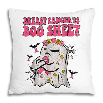 Groovy Pink Ribbon Mom Breast Cancer Is Boo Sheet Halloween V2 Pillow - Thegiftio UK