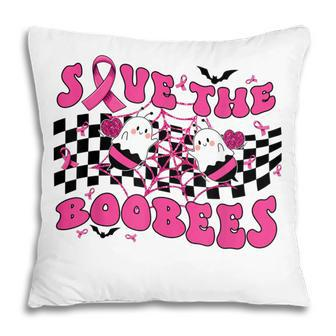 Groovy Save The Boo Bees Funny Breast Cancer Halloween Retro V2 Pillow - Thegiftio UK