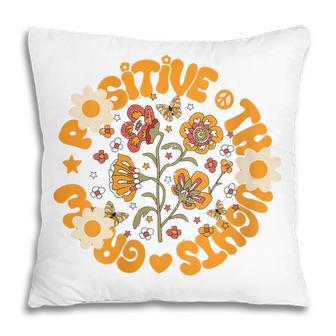 Grow Positive Thoughts Retro Hippie Butterfly And Flower Pillow - Thegiftio UK