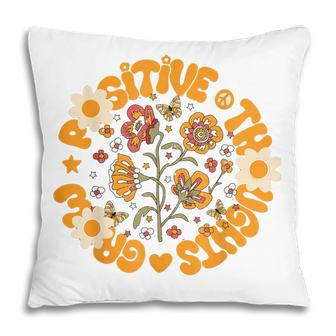 Grow Positive Thoughts Retro Hippie Butterfly And Flower V2 Pillow - Thegiftio UK