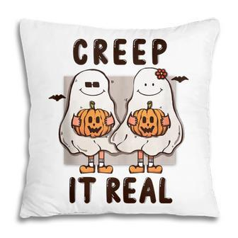 Halloween Ghost Creep It Real Ghost Pumpkin Trick Or Treat Pillow - Thegiftio UK