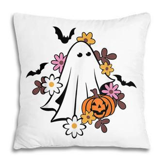 Halloween Ghost Vintage Groovy Trick Or Treat Spooky Vibes Pillow - Thegiftio UK