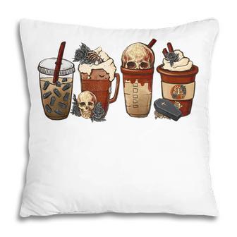 Halloween Goth Girl Coffee Pumpkin Spice Latte Iced Autumn Pillow - Thegiftio UK