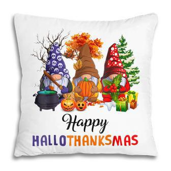 Halloween Thanksgiving Christmas Happy Hallothanksmas Gnomes V11 Pillow - Thegiftio UK