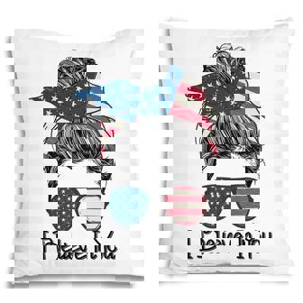 I Believe In You Motivational Testing Day Messy Bun Teacher V4 Pillow - Thegiftio