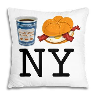 I Love Ny New York Bacon Egg And Cheese And Coffee Pillow - Thegiftio UK