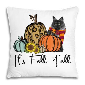 Its Fall Yall Cat Leopard Pumpkin Sunflower Pillow - Thegiftio UK
