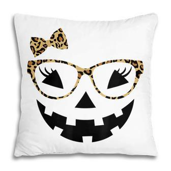Jack O Lantern Face Leopard Glasses Halloween Pumpkin Women Pillow - Thegiftio UK