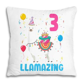 Kids 3Rd Birthday I Am 3 Years Old And Llamazing Llama Girl Ns Pillow - Thegiftio UK