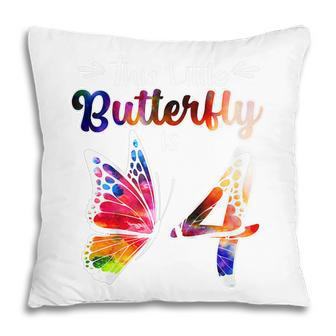Kids 4 Year Old Butterfly Birthday Girls 4Th Girl Party Pillow - Thegiftio UK