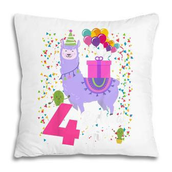 Kids 4 Year Old Gifts 4Th Birthday Girl Ns Funny Llama Pillow - Thegiftio UK