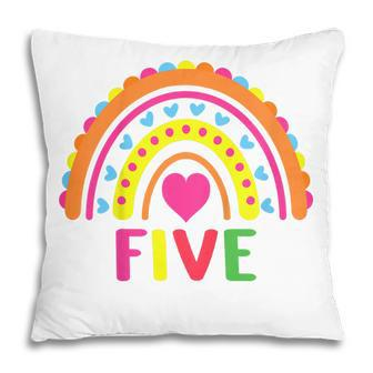 Kids 5 Years Old Rainbow 5Th Birthday Five Bday Girls Boys Kids Pillow - Thegiftio UK