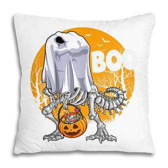 Kids Ghost Dinosaur Skeleton Funny Boo Halloween Boys Kid Pumpkin Pillow - Thegiftio UK