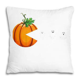Kids Kids Funny Halloween Pumpkin Eating Ghost Gamer Men Women Pillow - Thegiftio UK