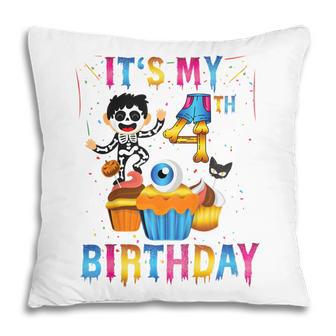 Kids Kids Its My 4Th Birthday Ghost Skeleton Halloween Costume Pillow - Thegiftio UK