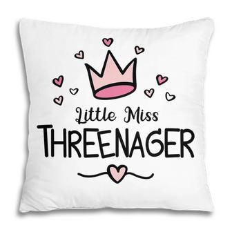Kids Little Miss Threenager Birthday 3 Years Pillow - Thegiftio UK