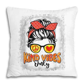 Kind Vibes Only Messy Bun Women Orange Unity Day Pillow - Thegiftio UK