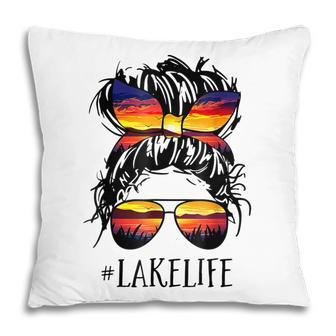 Lake Life Messy Bun Hair Girl Women Retro Lake Summer Pillow - Thegiftio UK