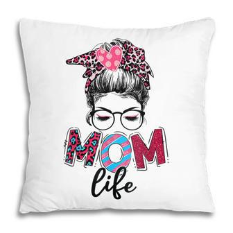 Leopard Messy Bun Mom Life Funny Best Mom Ever Mother Pillow - Thegiftio UK
