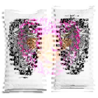 Leopard Pink Highland Cow Sunglasses Bandana Western Heifer Pillow - Thegiftio