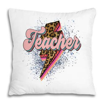 Leopard Teacher Teacher Lightning Bolt Back To School Pillow - Thegiftio UK
